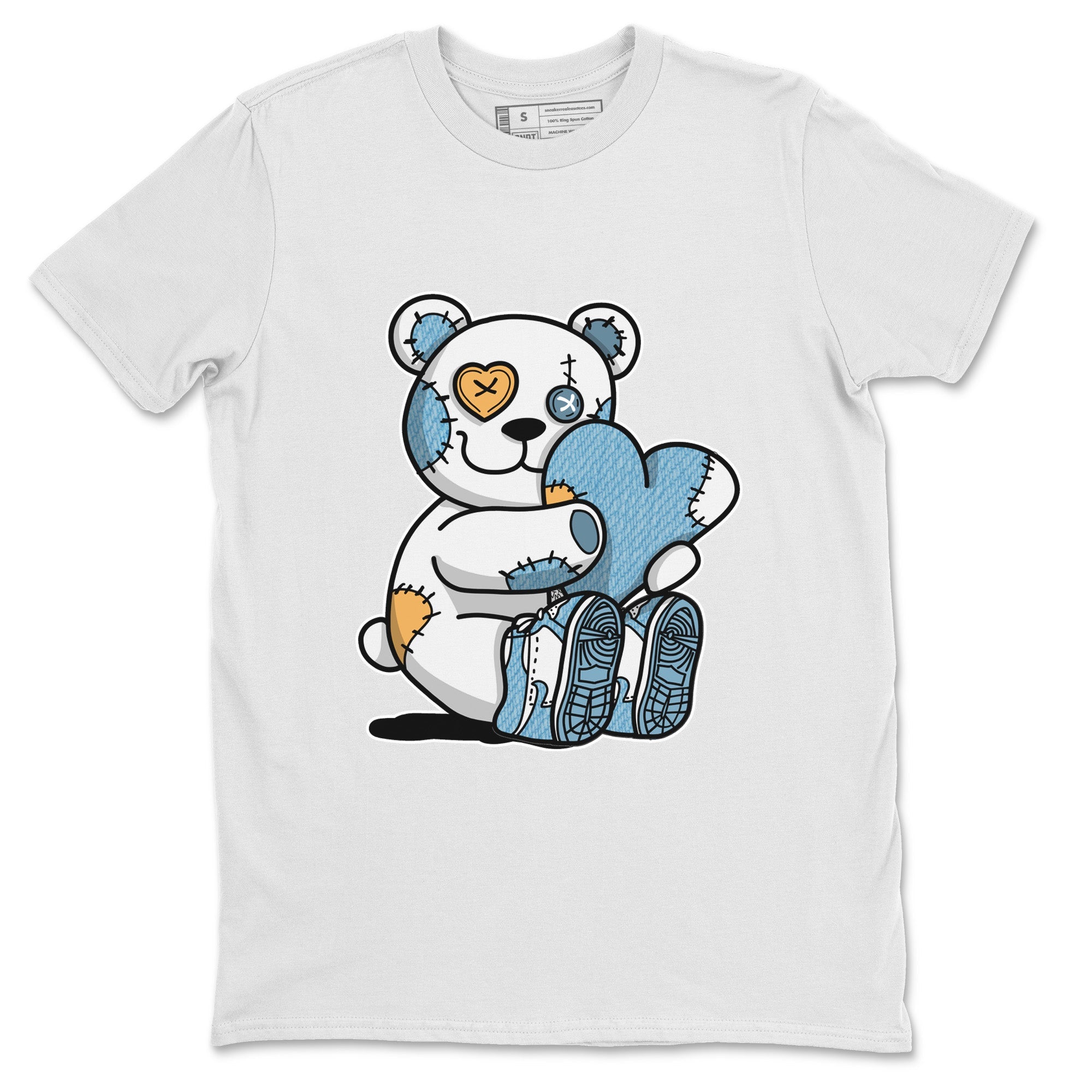 Jordan 1 Denim Sneaker Matching T-Shirt Hugging Bear Sneaker Tees Jordan 1 Denim Sneaker Release Tees Crew Neck Tees