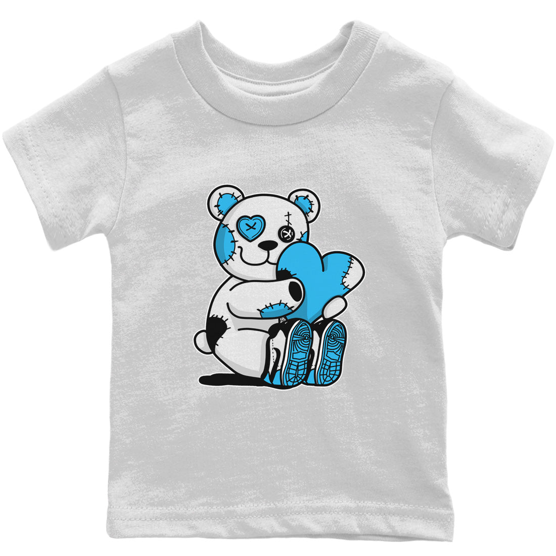 Jordan 1 Powder Blue Sneaker Matching T-Shirt Hugging Bear Sneaker Tees Jordan 1 Powder Blue Sneaker Release Tees Kids Shirts