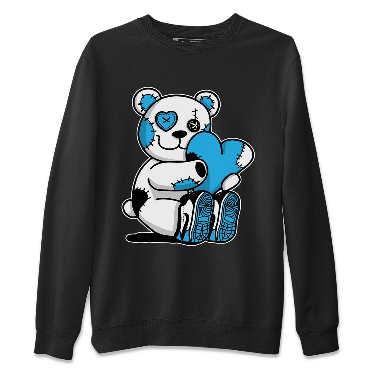 Jordan 1 Powder Blue Sneaker Matching T-Shirt Hugging Bear Sneaker Tees Jordan 1 Powder Blue Sneaker Release Tees Crew Neck Tees