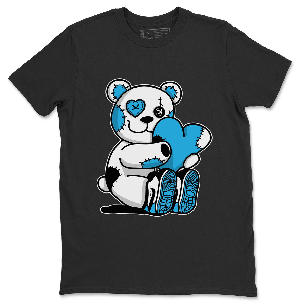 Jordan 1 Powder Blue Sneaker Matching T-Shirt Hugging Bear Sneaker Tees Jordan 1 Powder Blue Sneaker Release Tees Crew Neck Tees