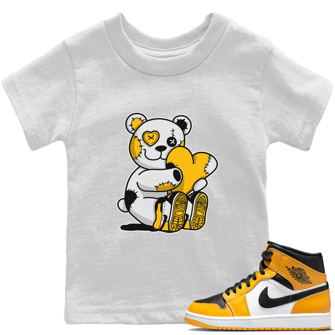 Jordan 1 Taxi Sneaker Matching T-Shirt Hugging Bear Sneaker Tees Jordan 1 Taxi Sneaker Release Tees Kids Shirts