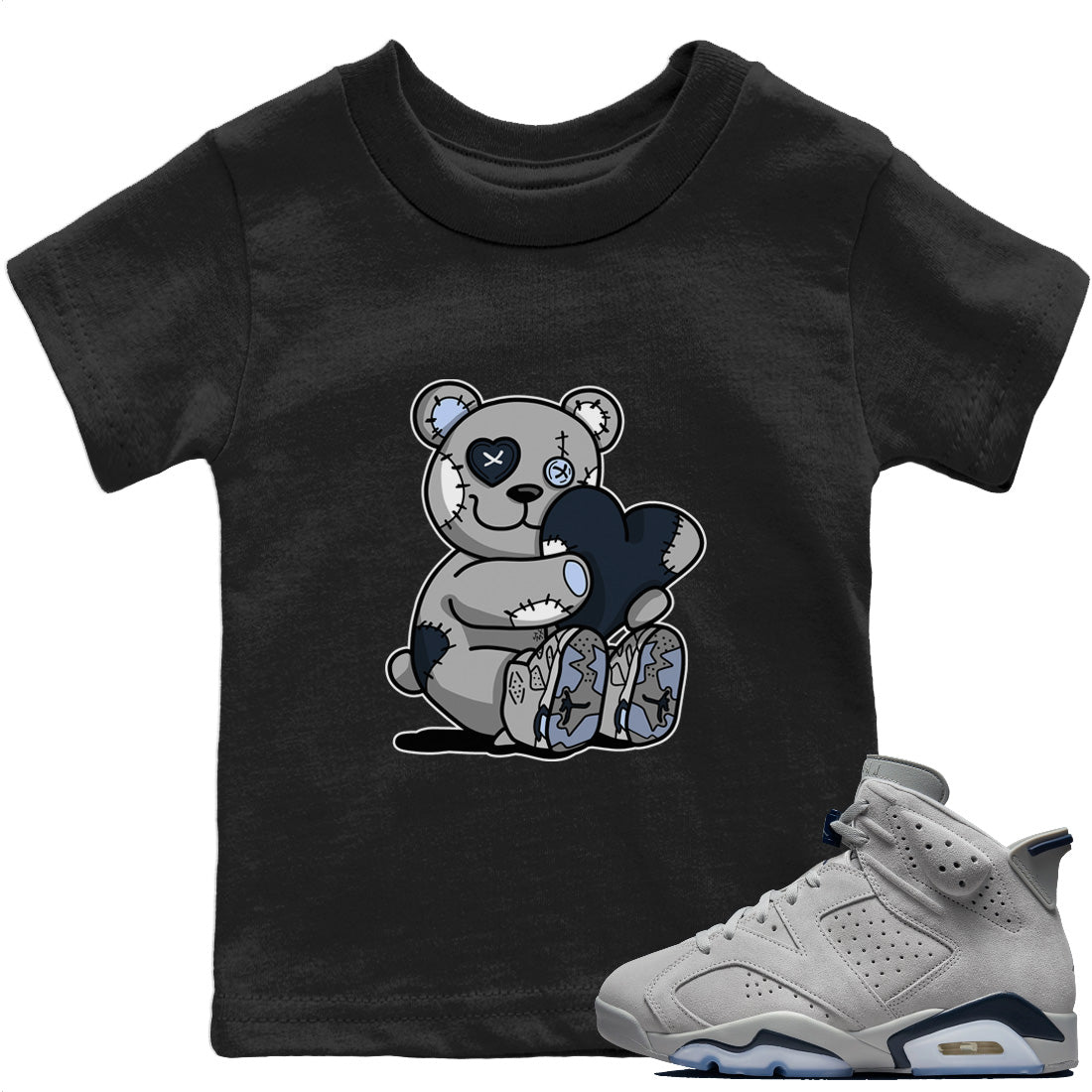 Jordan 6 Georgetown Sneaker Matching T-Shirt Hugging Bear Sneaker Tees Jordan 6 Georgetown Sneaker Release Tees Kids Shirts