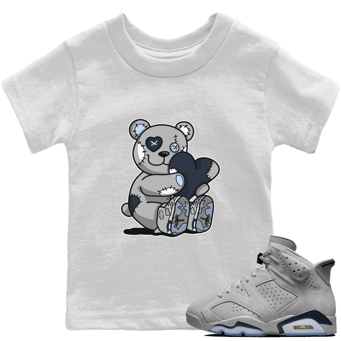 Jordan 6 Georgetown Sneaker Matching T-Shirt Hugging Bear Sneaker Tees Jordan 6 Georgetown Sneaker Release Tees Kids Shirts