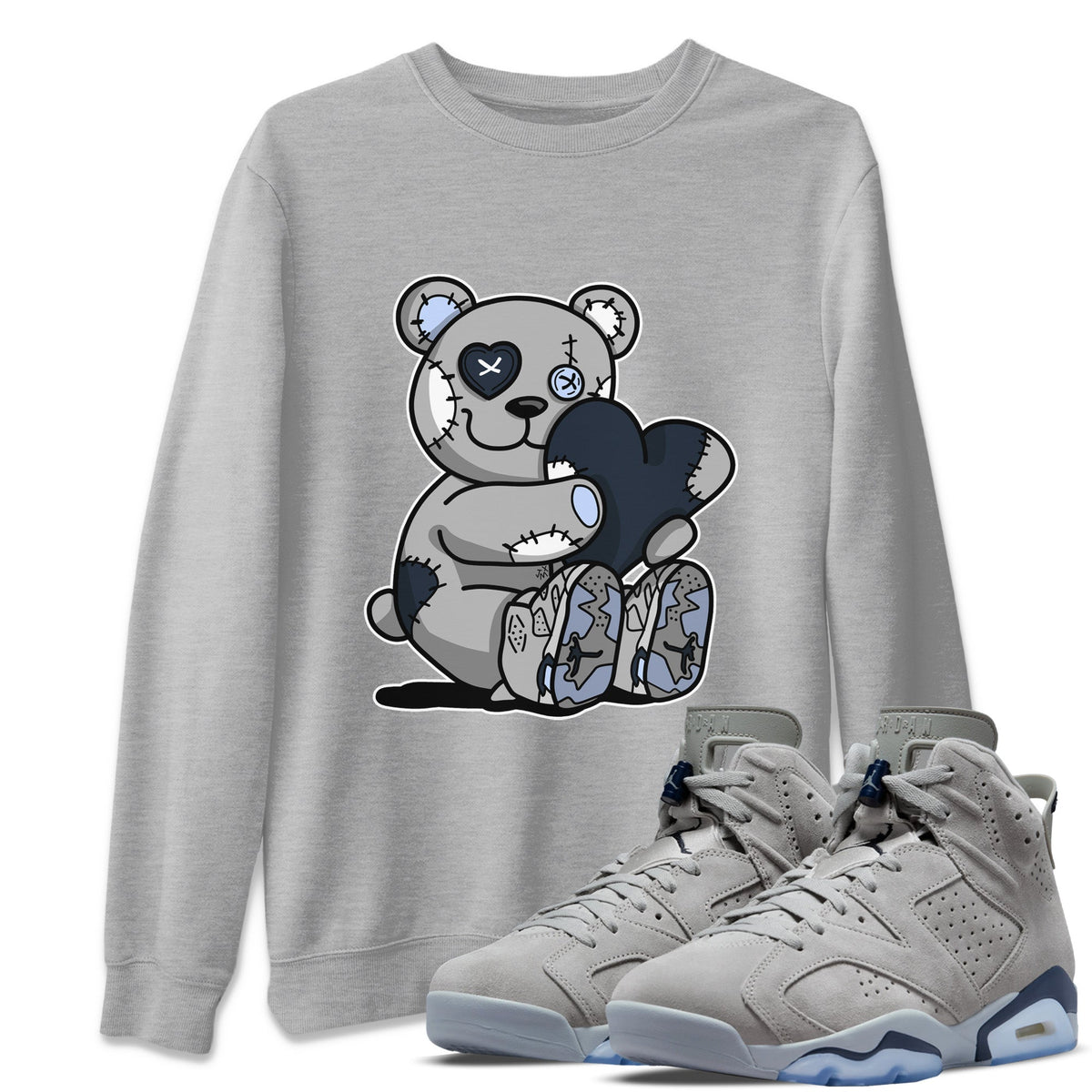 Jordan 6 Georgetown Sneaker Matching T-Shirt Hugging Bear Sneaker Tees Jordan 6 Georgetown Sneaker Release Tees Crew Neck Tees