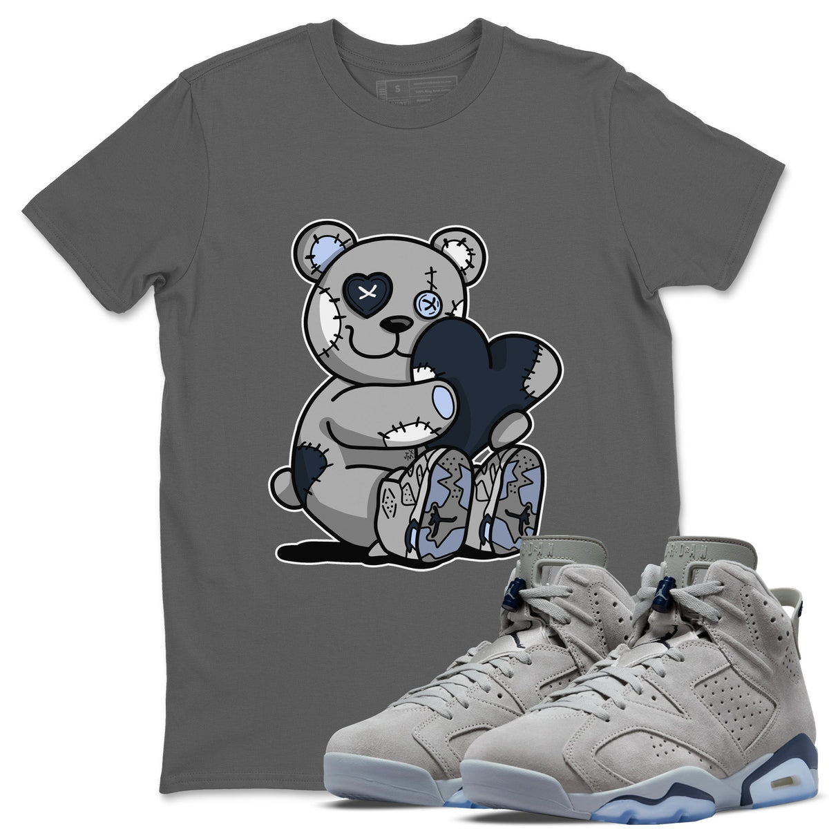 Jordan 6 Georgetown Sneaker Matching T-Shirt Hugging Bear Sneaker Tees Jordan 6 Georgetown Sneaker Release Tees Crew Neck Tees