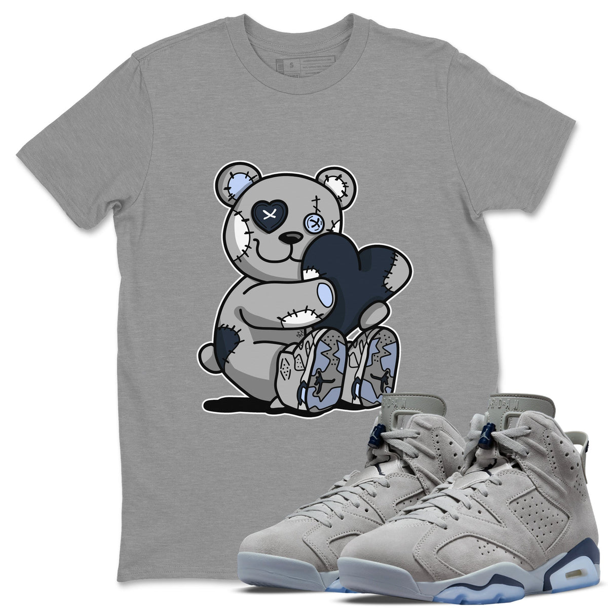 Jordan 6 Georgetown Sneaker Matching T-Shirt Hugging Bear Sneaker Tees Jordan 6 Georgetown Sneaker Release Tees Crew Neck Tees