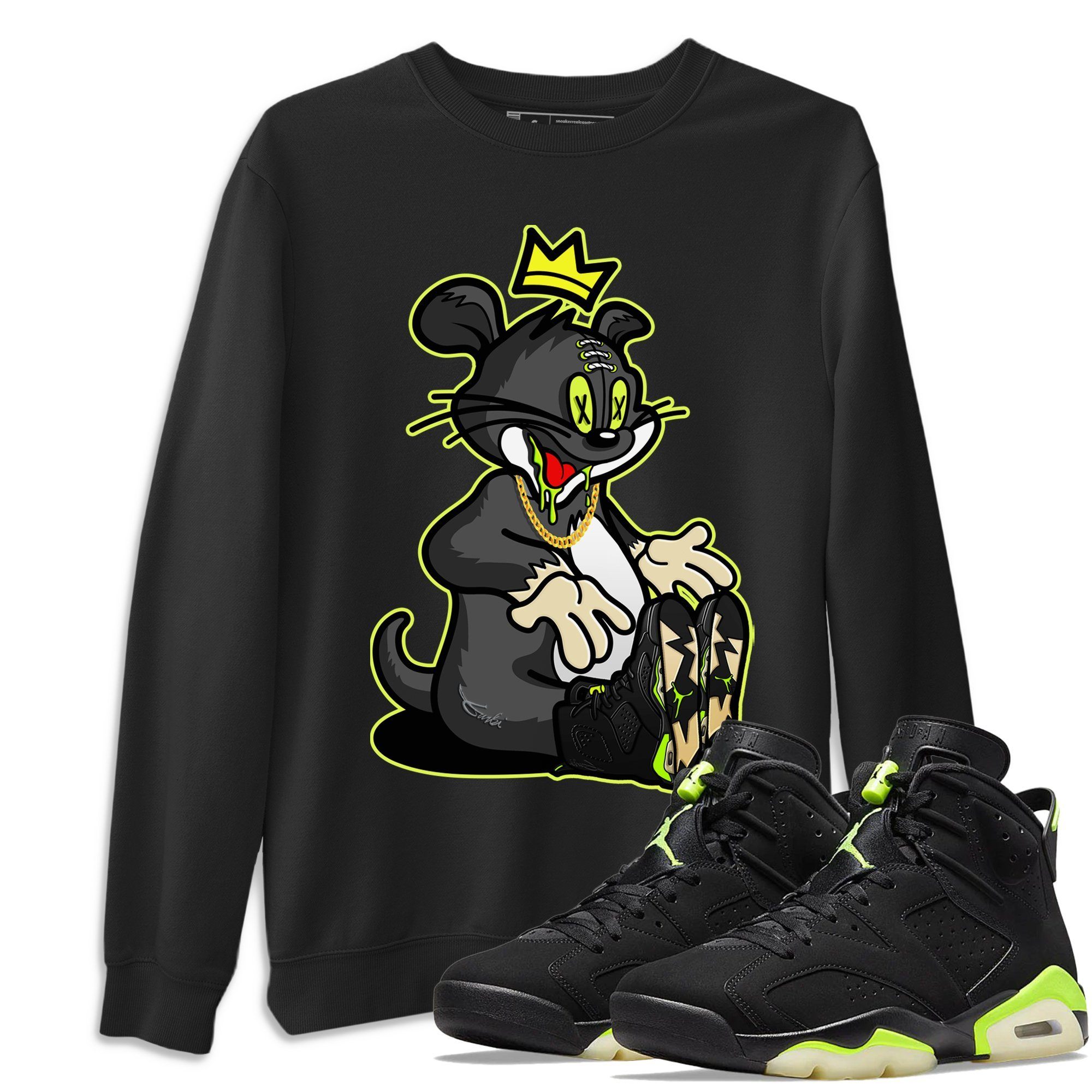 Jordan 6 Electric Green Shirt To Match Jordans Hungry Cat Sneaker Tees Jordan 6 Electric Green Drip Gear Zone Sneaker Matching Clothing Unisex Shirts