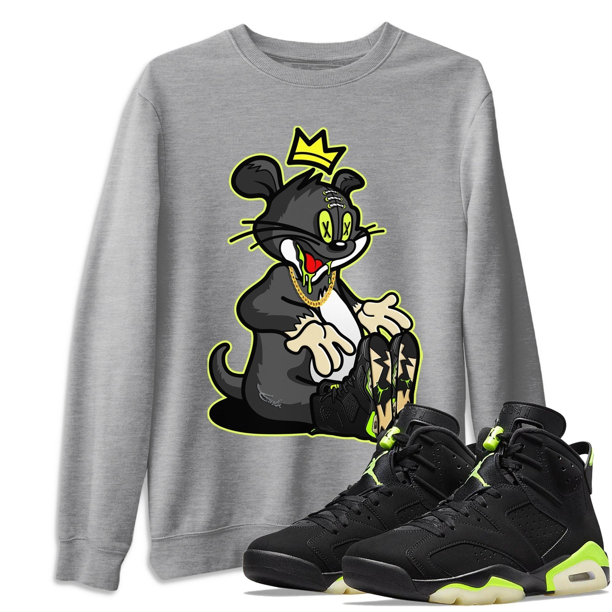 Jordan 6 Electric Green Shirt To Match Jordans Hungry Cat Sneaker Tees Jordan 6 Electric Green Drip Gear Zone Sneaker Matching Clothing Unisex Shirts