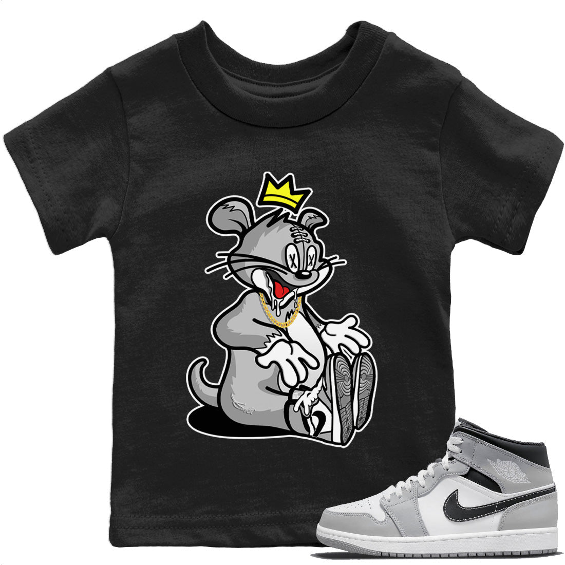 Jordan 1 Light Smoke Grey Sneaker Matching T-Shirt Hungry Cat Sneaker Tees Jordan 1 Light Smoke Grey Sneaker Release Tees Kids Shirts