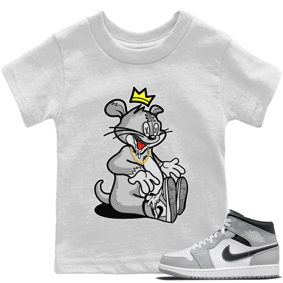 Jordan 1 Light Smoke Grey Sneaker Matching T-Shirt Hungry Cat Sneaker Tees Jordan 1 Light Smoke Grey Sneaker Release Tees Kids Shirts