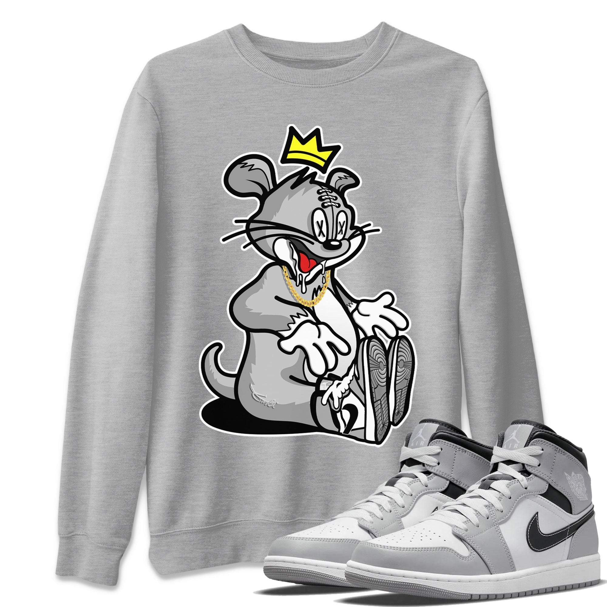 Jordan 1 Light Smoke Grey Sneaker Matching T-Shirt Hungry Cat Sneaker Tees Jordan 1 Light Smoke Grey Sneaker Release Tees Crew Neck Tees