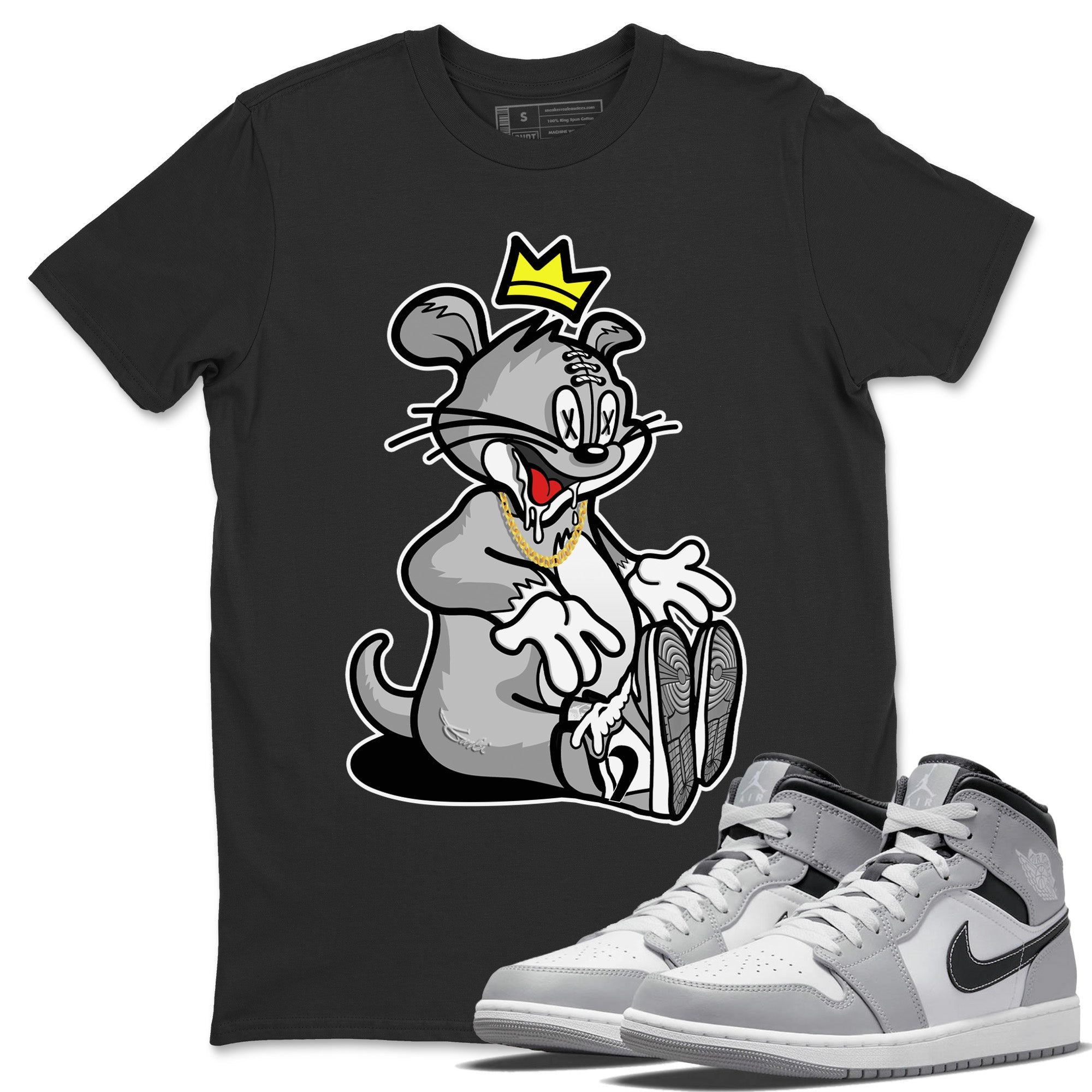 Jordan 1 Light Smoke Grey Sneaker Matching T-Shirt Hungry Cat Sneaker Tees Jordan 1 Light Smoke Grey Sneaker Release Tees Crew Neck Tees