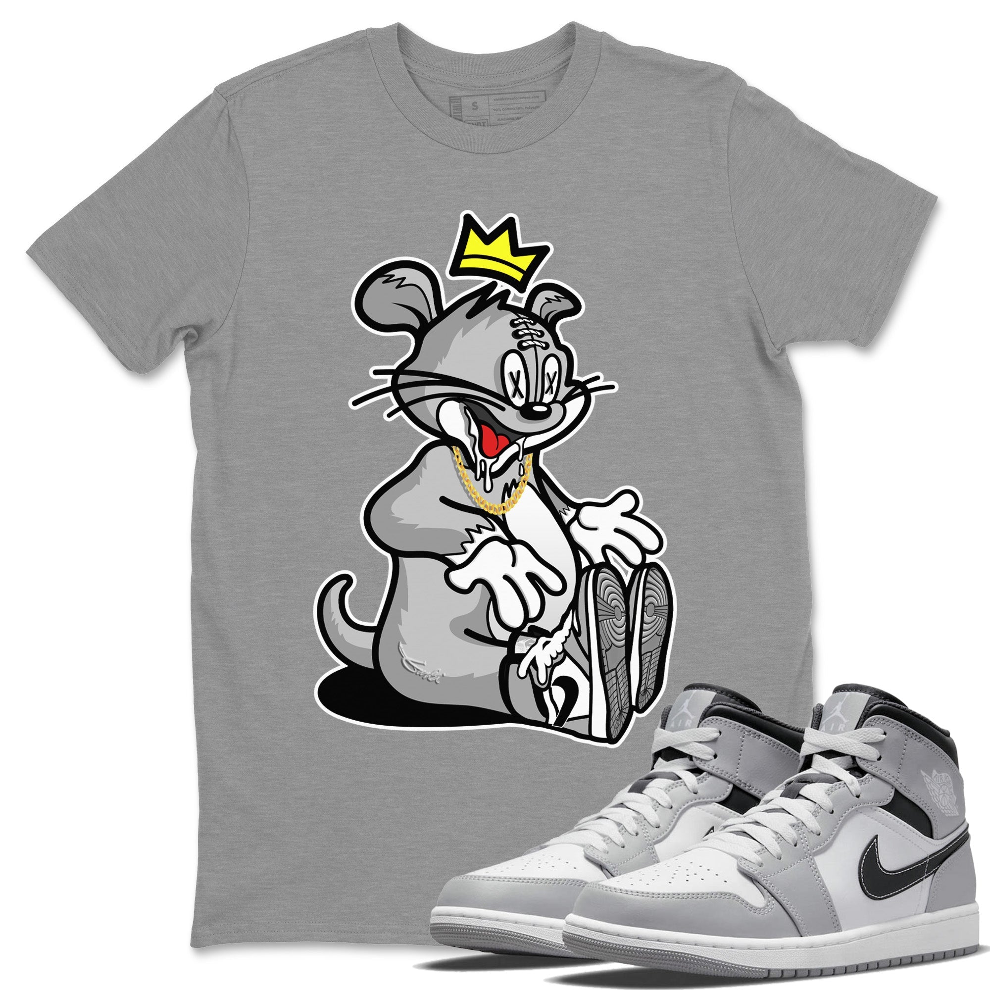 Jordan 1 Light Smoke Grey Sneaker Matching T-Shirt Hungry Cat Sneaker Tees Jordan 1 Light Smoke Grey Sneaker Release Tees Crew Neck Tees