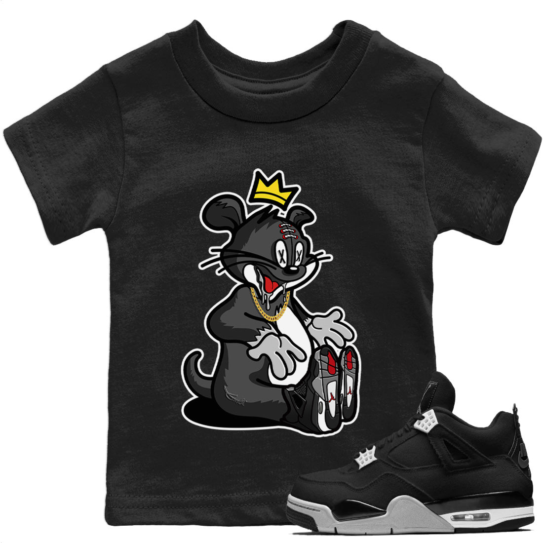Jordan 4 Black Canvas Sneaker Matching T-Shirt Hungry Cat Sneaker Tees Jordan 4 Black Canvas Sneaker Release Tees Kids Shirts