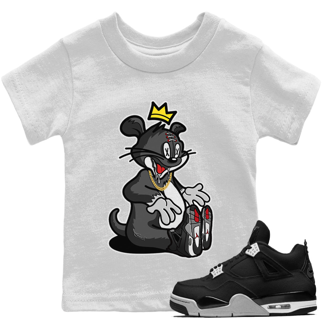 Jordan 4 Black Canvas Sneaker Matching T-Shirt Hungry Cat Sneaker Tees Jordan 4 Black Canvas Sneaker Release Tees Kids Shirts