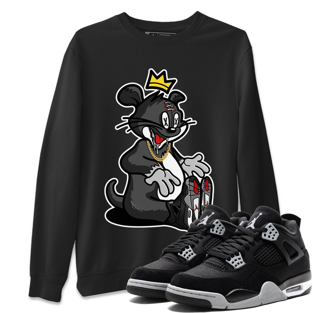 Jordan 4 Black Canvas Sneaker Matching T-Shirt Hungry Cat Sneaker Tees Jordan 4 Black Canvas Sneaker Release Tees Crew Neck Tees