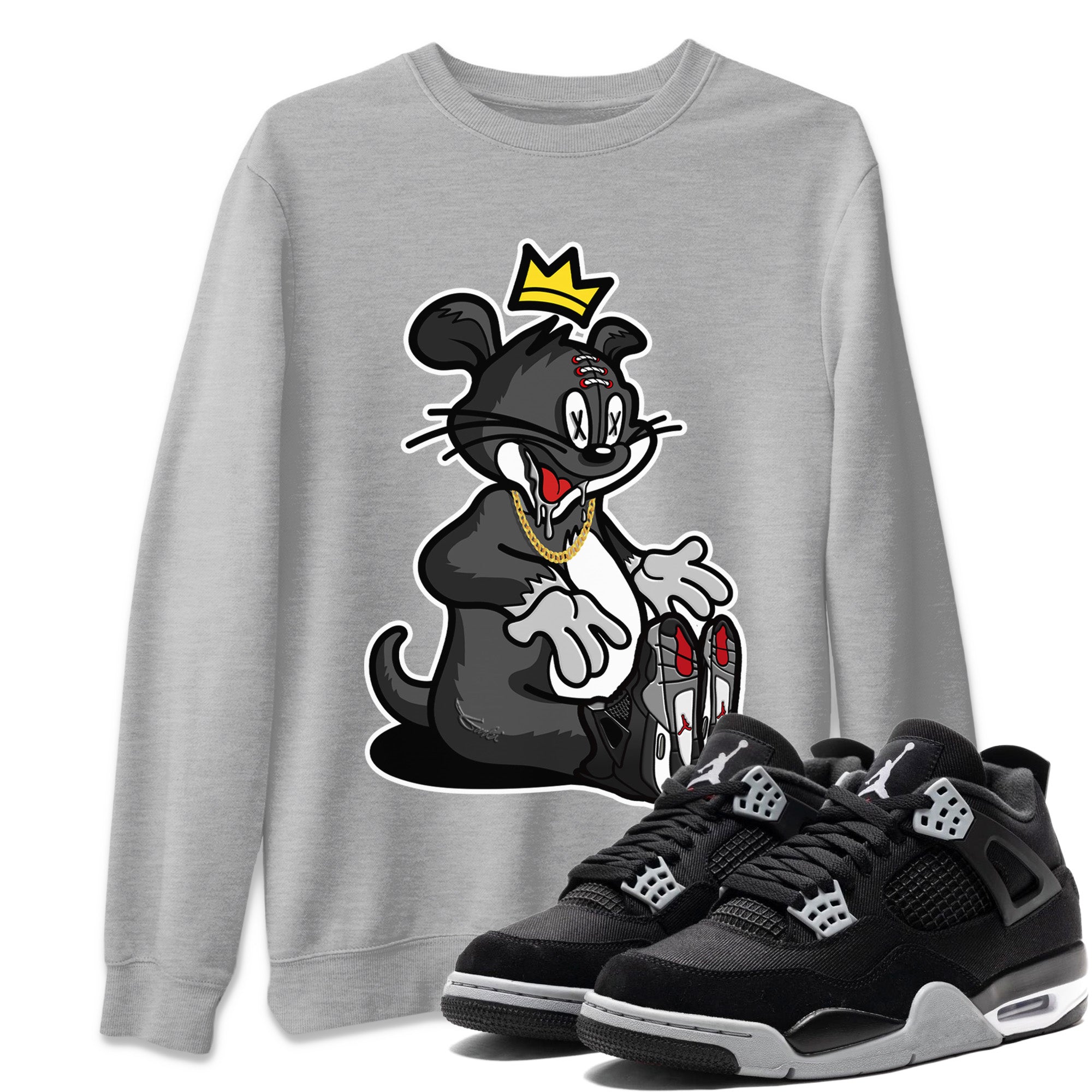 Jordan 4 Black Canvas Sneaker Matching T-Shirt Hungry Cat Sneaker Tees Jordan 4 Black Canvas Sneaker Release Tees Crew Neck Tees