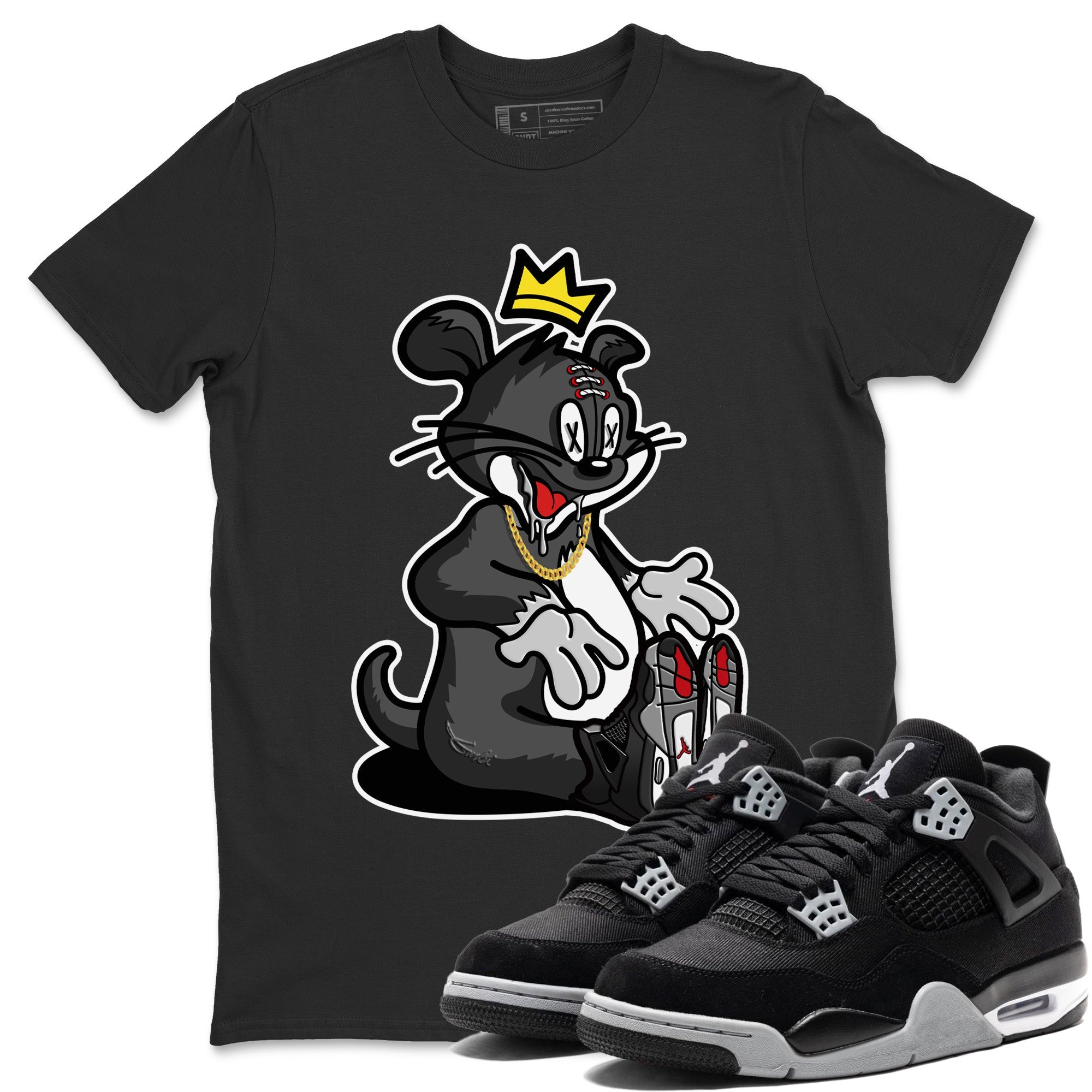 Jordan 4 Black Canvas Sneaker Matching T-Shirt Hungry Cat Sneaker Tees Jordan 4 Black Canvas Sneaker Release Tees Crew Neck Tees