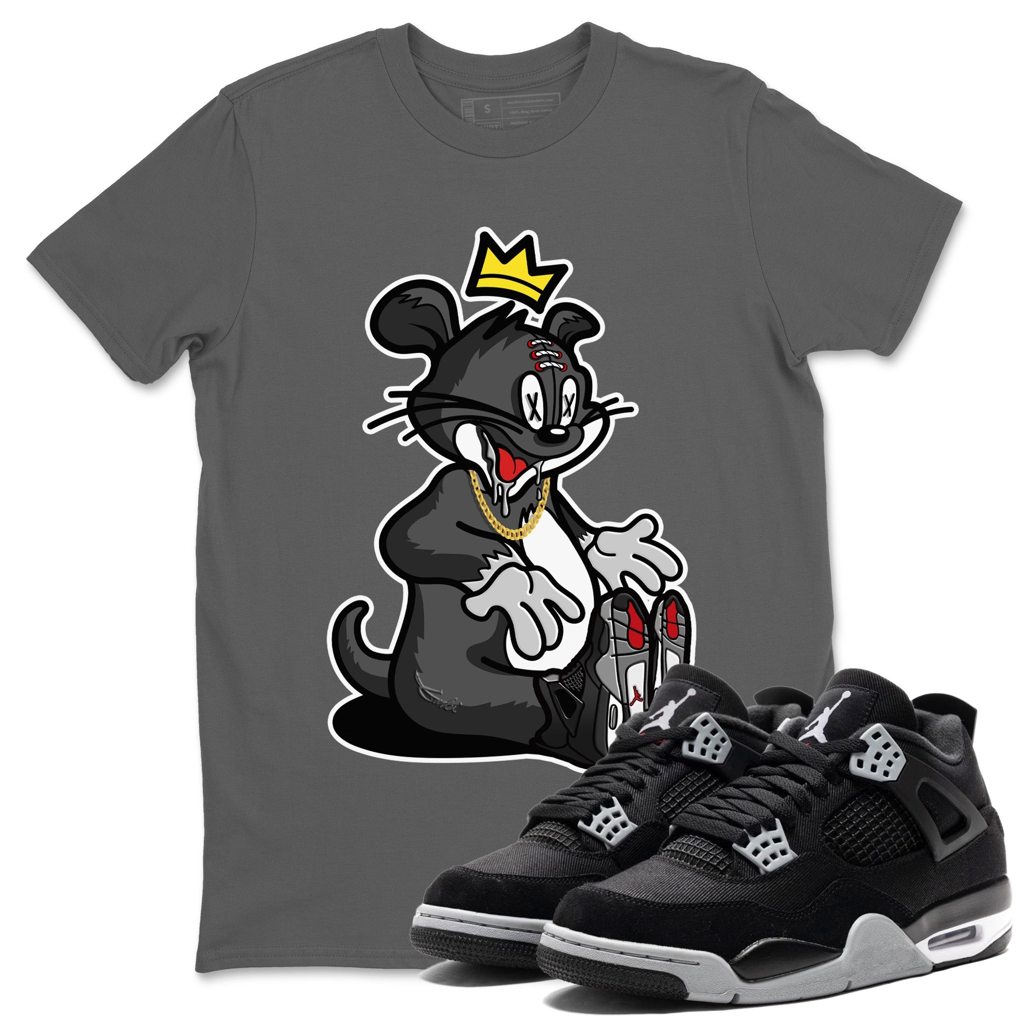 Jordan 4 Black Canvas Sneaker Matching T-Shirt Hungry Cat Sneaker Tees Jordan 4 Black Canvas Sneaker Release Tees Crew Neck Tees