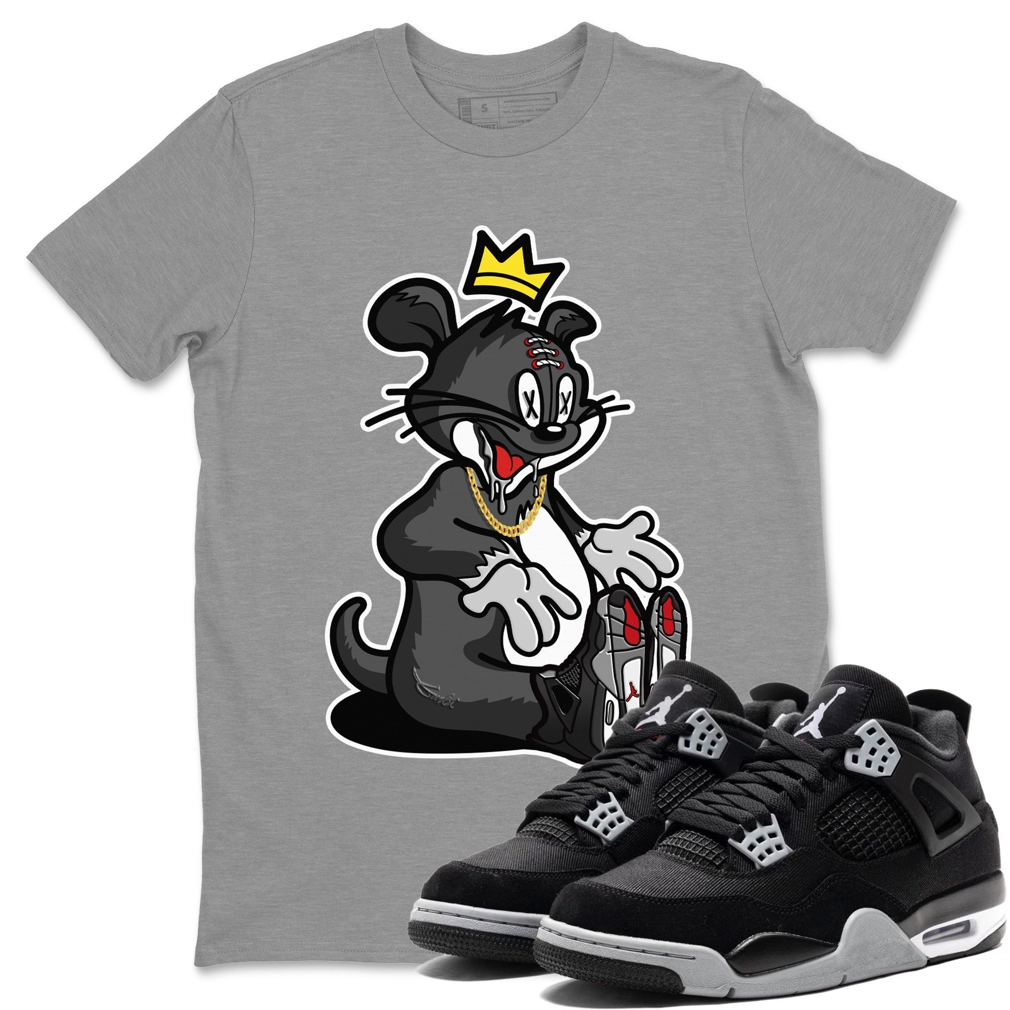 Jordan 4 Black Canvas Sneaker Matching T-Shirt Hungry Cat Sneaker Tees Jordan 4 Black Canvas Sneaker Release Tees Crew Neck Tees