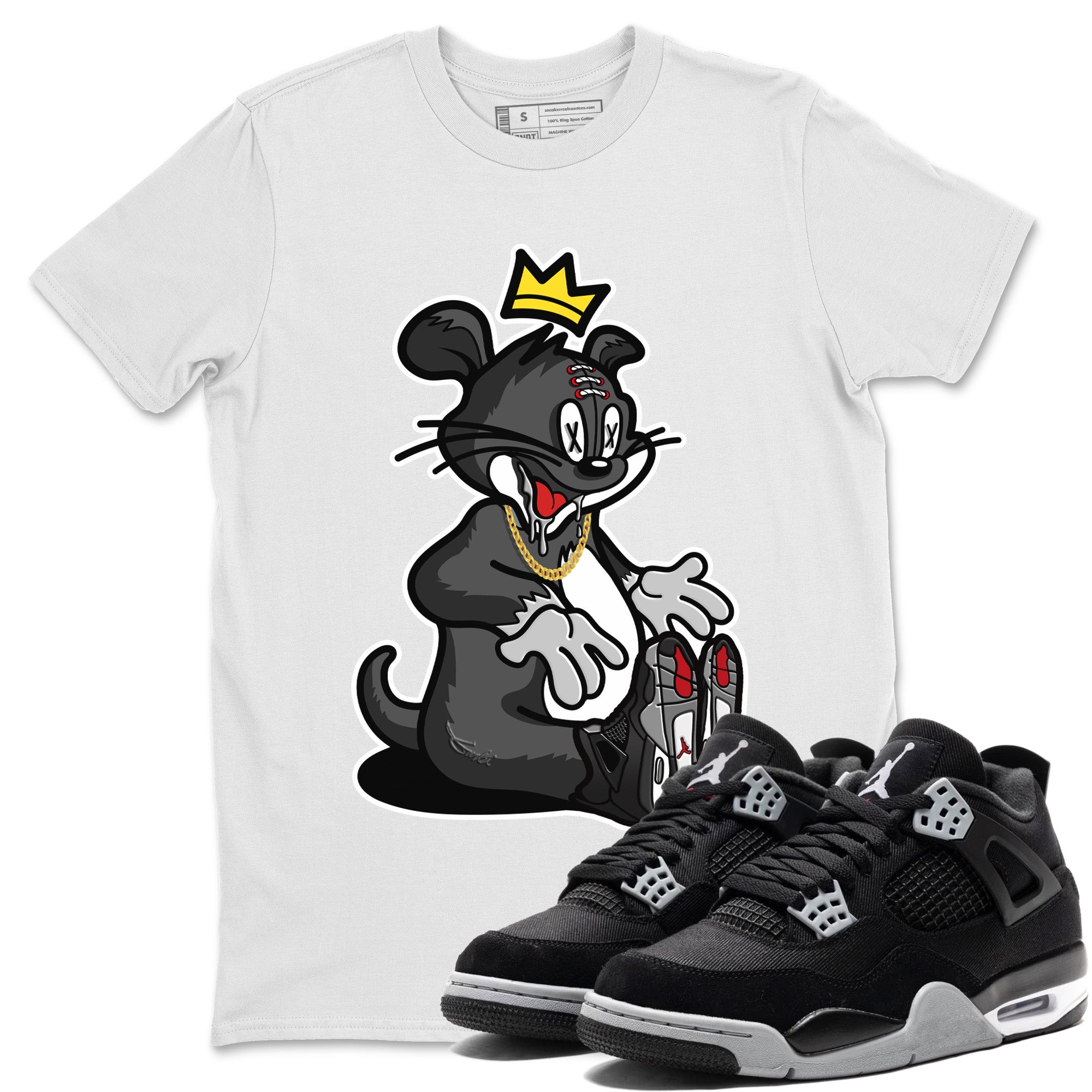 Jordan 4 Black Canvas Sneaker Matching T-Shirt Hungry Cat Sneaker Tees Jordan 4 Black Canvas Sneaker Release Tees Crew Neck Tees