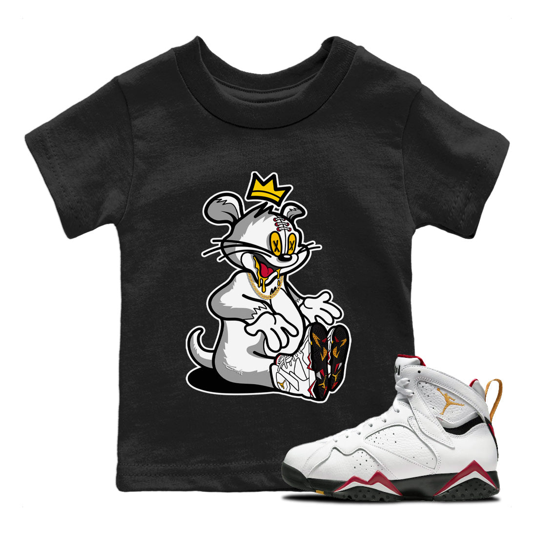 Jordan 7 Cardinal Shirt To Match Jordans Hungry Cat Sneaker Tees Jordan 7 Cardinal Drip Gear Zone Sneaker Matching Clothing Kids Shirts