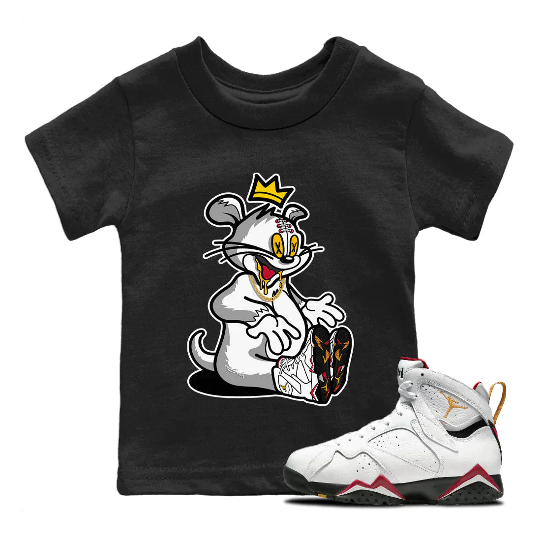 Jordan 7 Cardinal Shirt To Match Jordans Hungry Cat Sneaker Tees Jordan 7 Cardinal Drip Gear Zone Sneaker Matching Clothing Kids Shirts