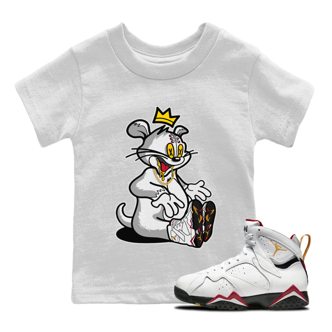 Jordan 7 Cardinal Shirt To Match Jordans Hungry Cat Sneaker Tees Jordan 7 Cardinal Drip Gear Zone Sneaker Matching Clothing Kids Shirts