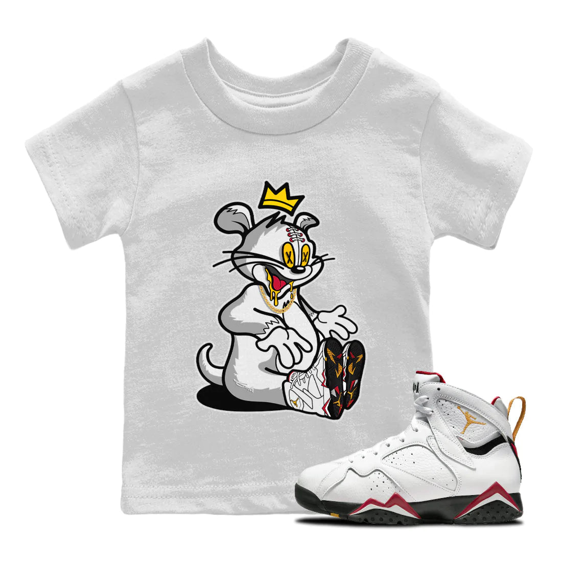 Jordan 7 Cardinal Shirt To Match Jordans Hungry Cat Sneaker Tees Jordan 7 Cardinal Drip Gear Zone Sneaker Matching Clothing Kids Shirts