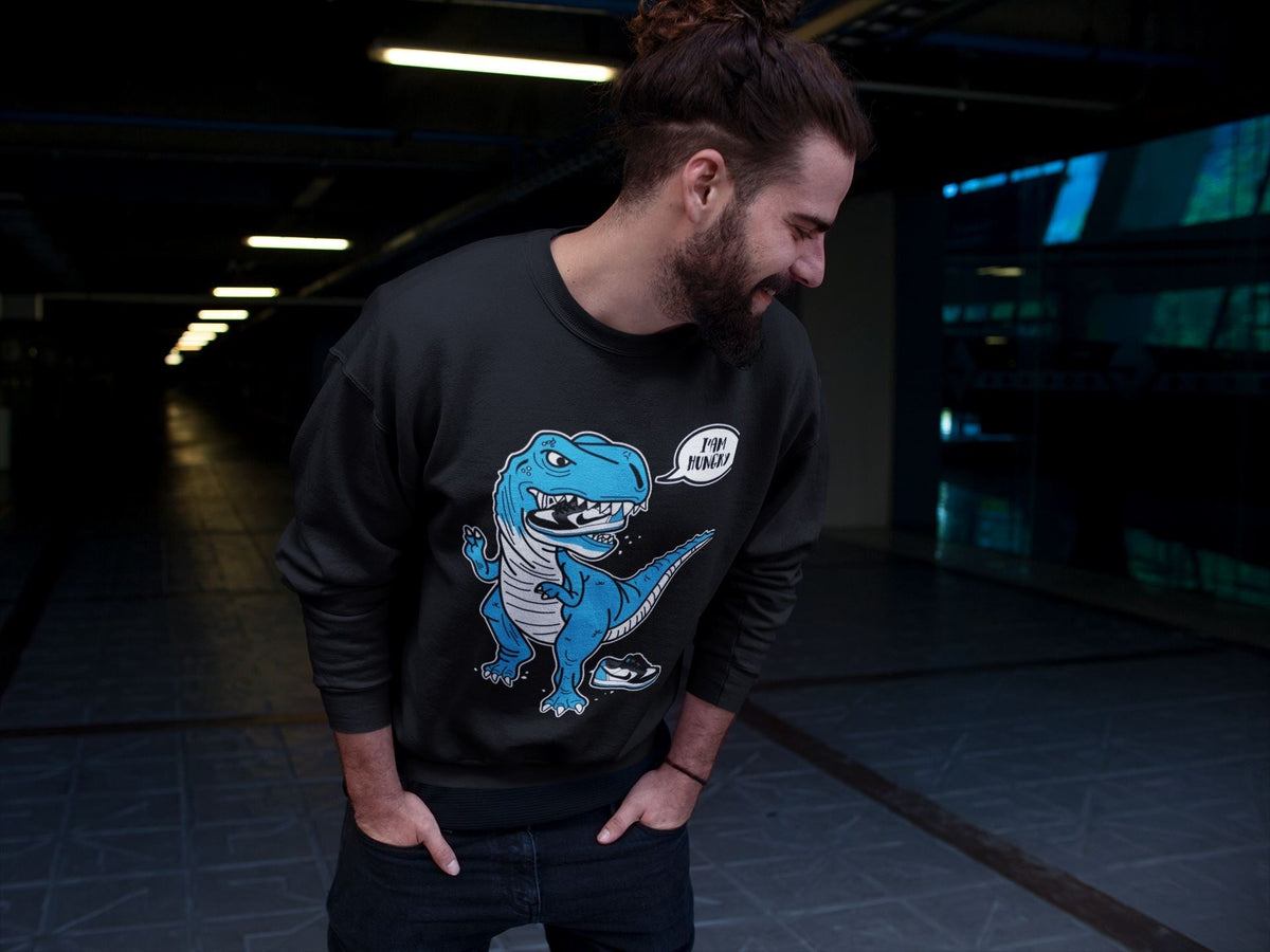 Jordan 1 Powder Blue Sneaker Matching T-Shirt Hungry Dino Sneaker Tees Jordan 1 Powder Blue Sneaker Release Tees Crew Neck Tees