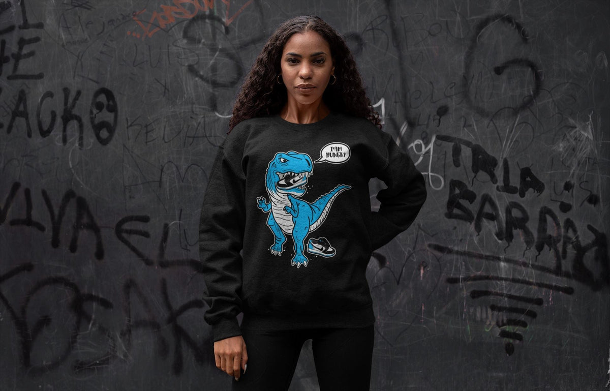 Jordan 1 Powder Blue Sneaker Matching T-Shirt Hungry Dino Sneaker Tees Jordan 1 Powder Blue Sneaker Release Tees Crew Neck Tees