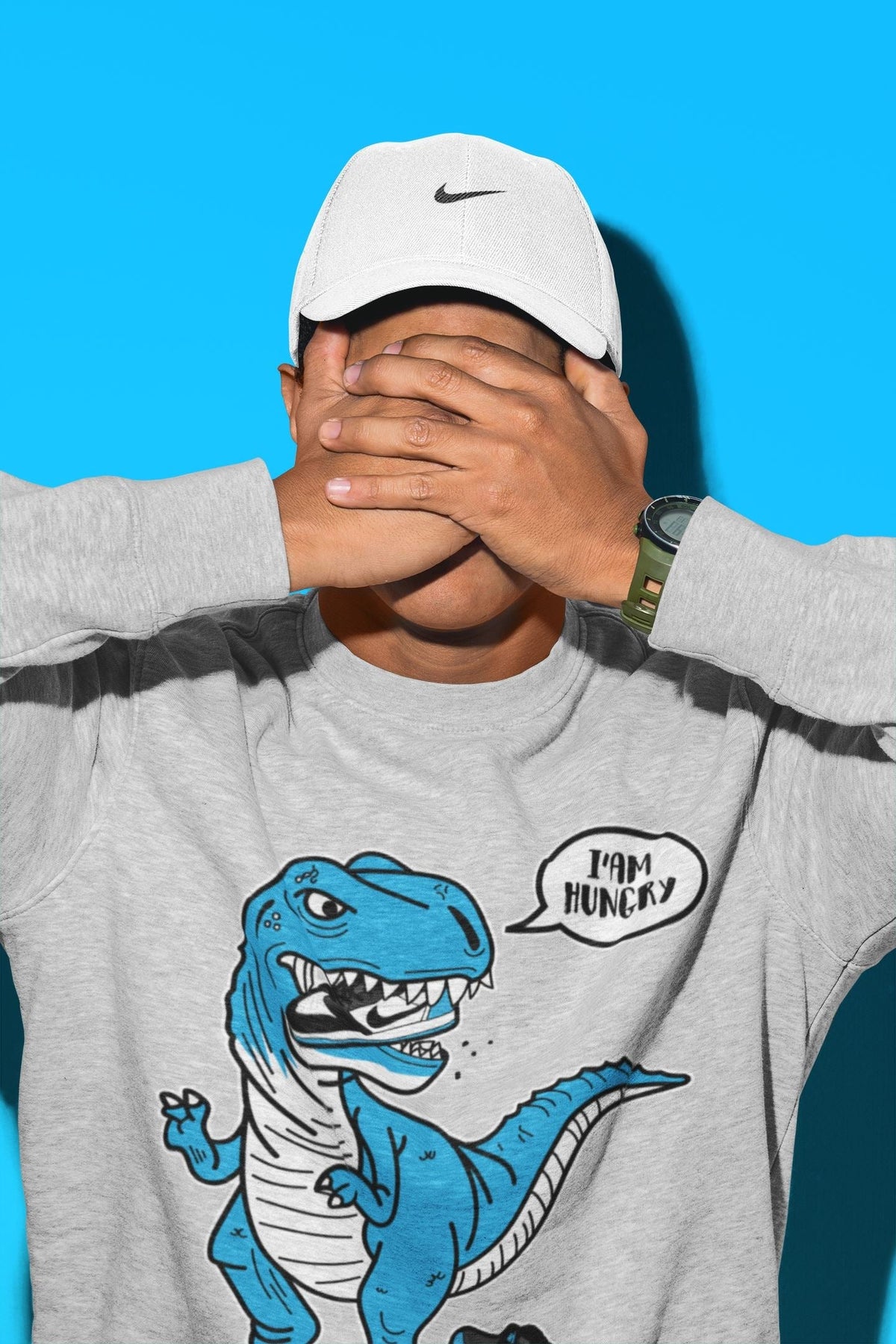 Jordan 1 Powder Blue Sneaker Matching T-Shirt Hungry Dino Sneaker Tees Jordan 1 Powder Blue Sneaker Release Tees Crew Neck Tees