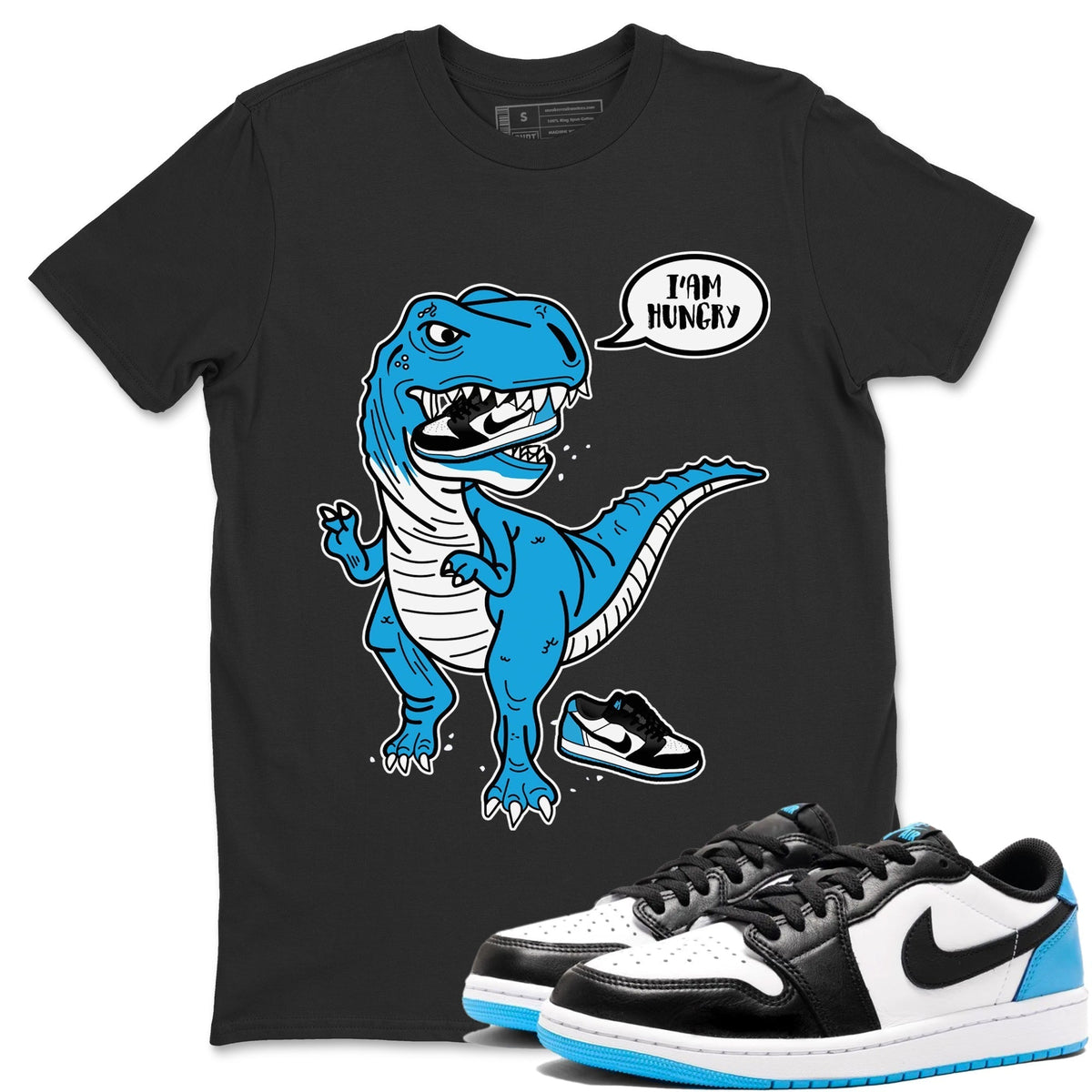Jordan 1 Powder Blue Sneaker Matching T-Shirt Hungry Dino Sneaker Tees Jordan 1 Powder Blue Sneaker Release Tees Crew Neck Tees