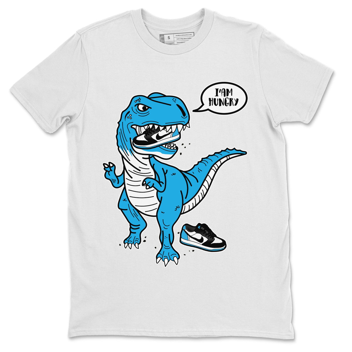 Jordan 1 Powder Blue Sneaker Matching T-Shirt Hungry Dino Sneaker Tees Jordan 1 Powder Blue Sneaker Release Tees Crew Neck Tees