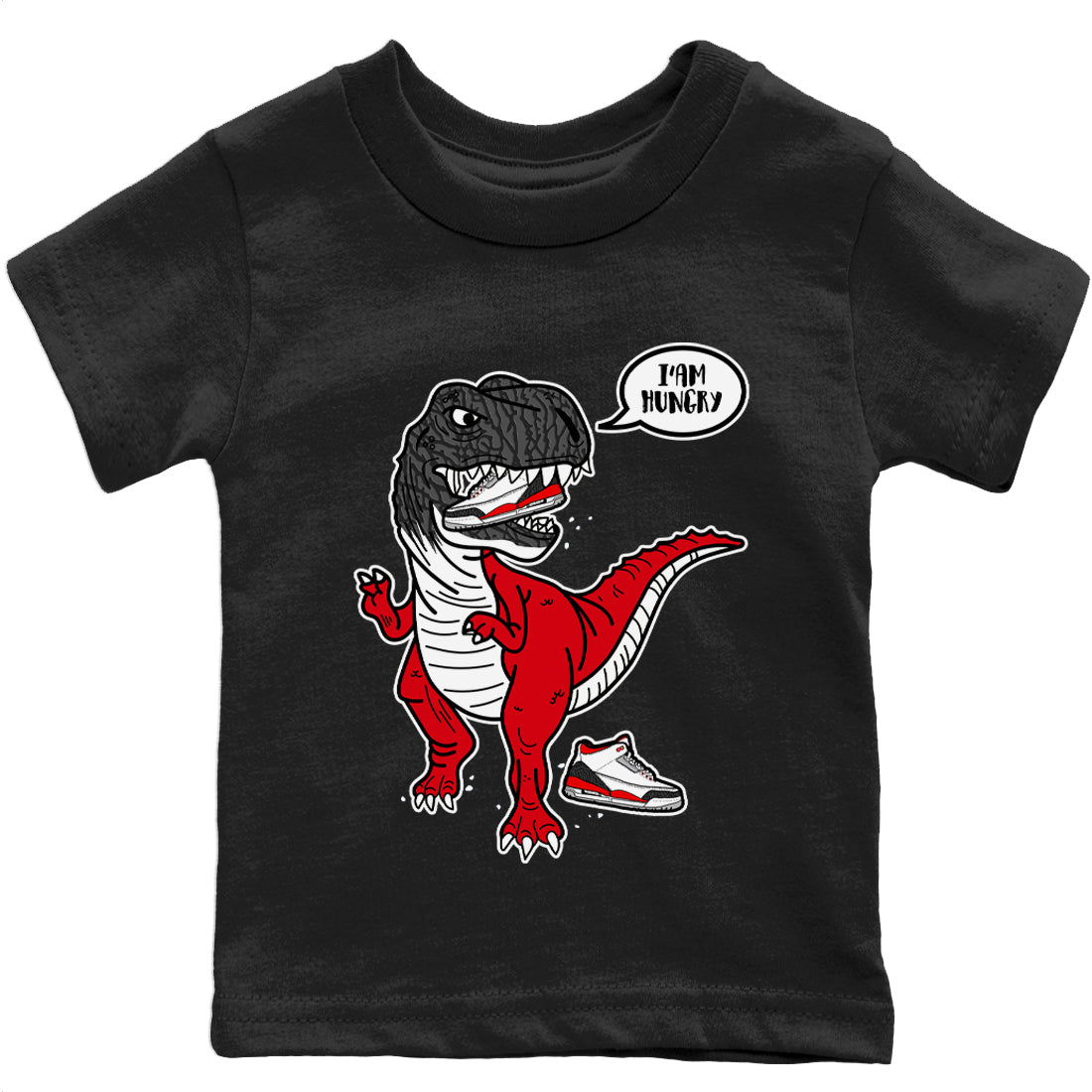Jordan 3 Fire Red Sneaker Matching T-Shirt Hungry Dino Sneaker Tees Jordan 3 Fire Red Sneaker Release Tees Kids Shirts