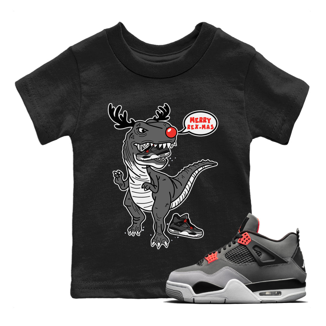 Jordan 4 Infrared Sneaker Matching T-Shirt Hungry Dino Sneaker Tees Jordan 4 Infrared Sneaker Release Tees Kids Shirts