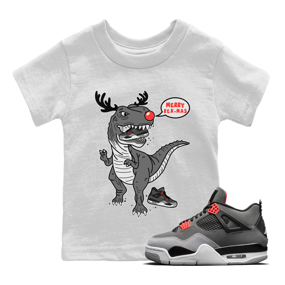 Jordan 4 Infrared Sneaker Matching T-Shirt Hungry Dino Sneaker Tees Jordan 4 Infrared Sneaker Release Tees Kids Shirts