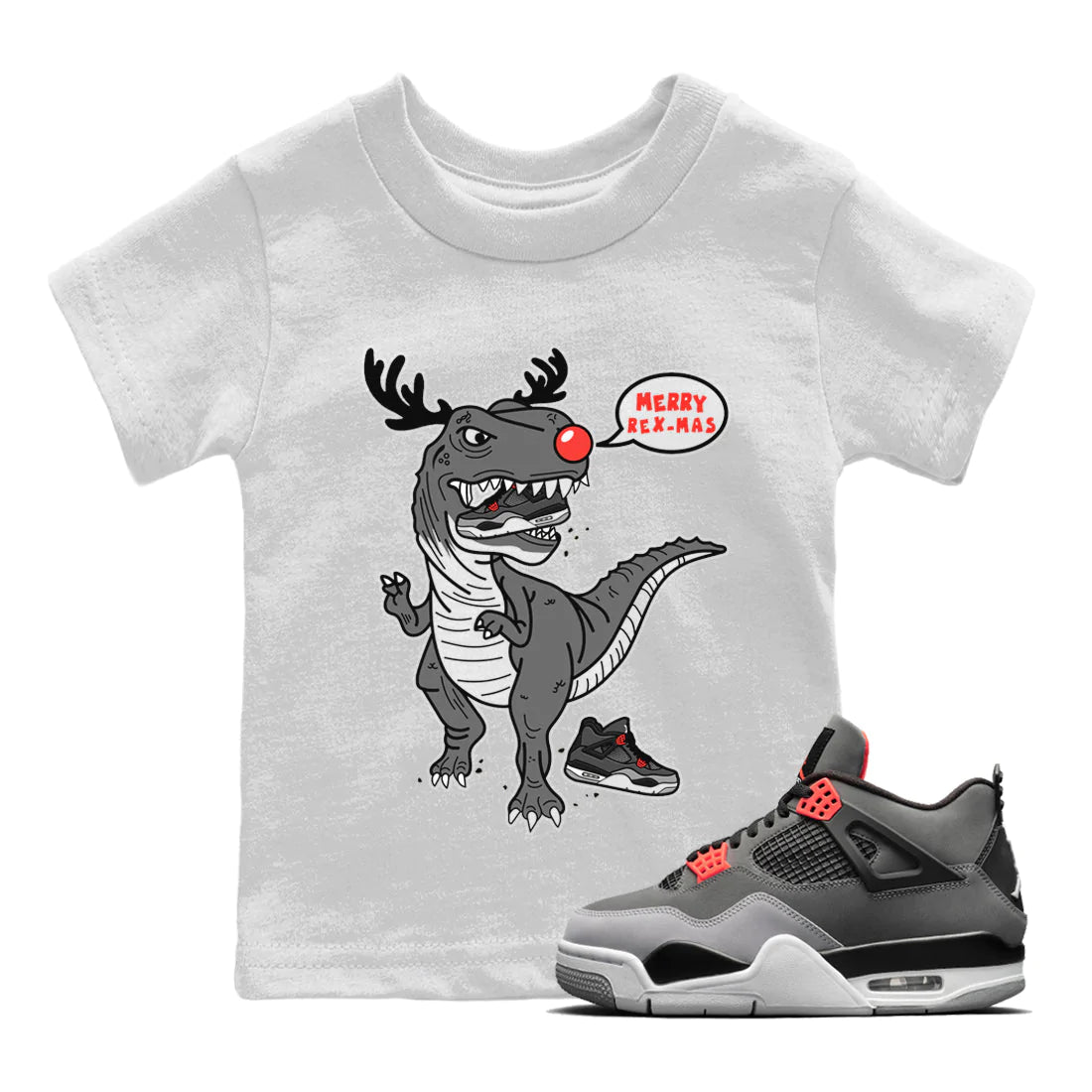 Jordan 4 Infrared Sneaker Matching T-Shirt Hungry Dino Sneaker Tees Jordan 4 Infrared Sneaker Release Tees Kids Shirts