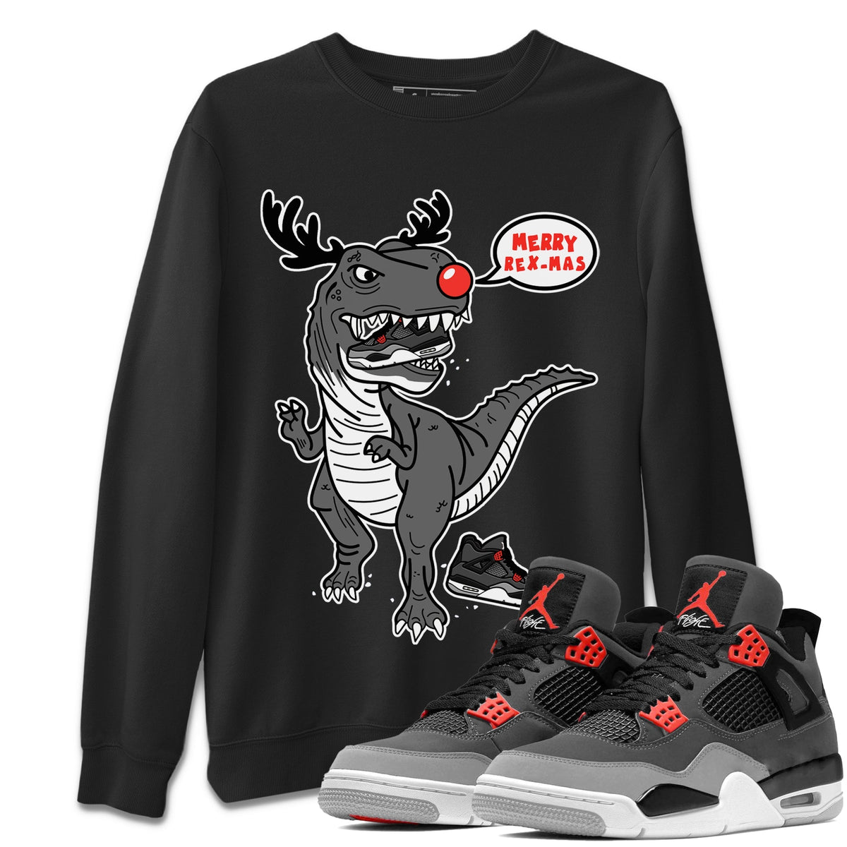 Jordan 4 Infrared Sneaker Matching T-Shirt Hungry Dino Sneaker Tees Jordan 4 Infrared Sneaker Release Tees Crew Neck Tees