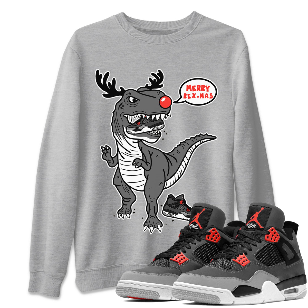 Jordan 4 Infrared Sneaker Matching T-Shirt Hungry Dino Sneaker Tees Jordan 4 Infrared Sneaker Release Tees Crew Neck Tees