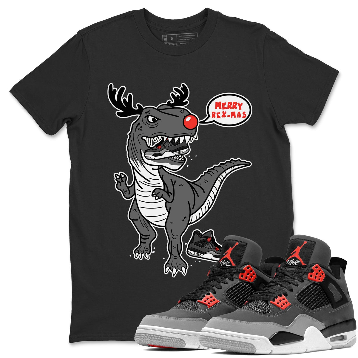 Jordan 4 Infrared Sneaker Matching T-Shirt Hungry Dino Sneaker Tees Jordan 4 Infrared Sneaker Release Tees Crew Neck Tees
