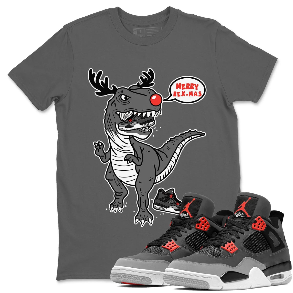 Jordan 4 Infrared Sneaker Matching T-Shirt Hungry Dino Sneaker Tees Jordan 4 Infrared Sneaker Release Tees Crew Neck Tees