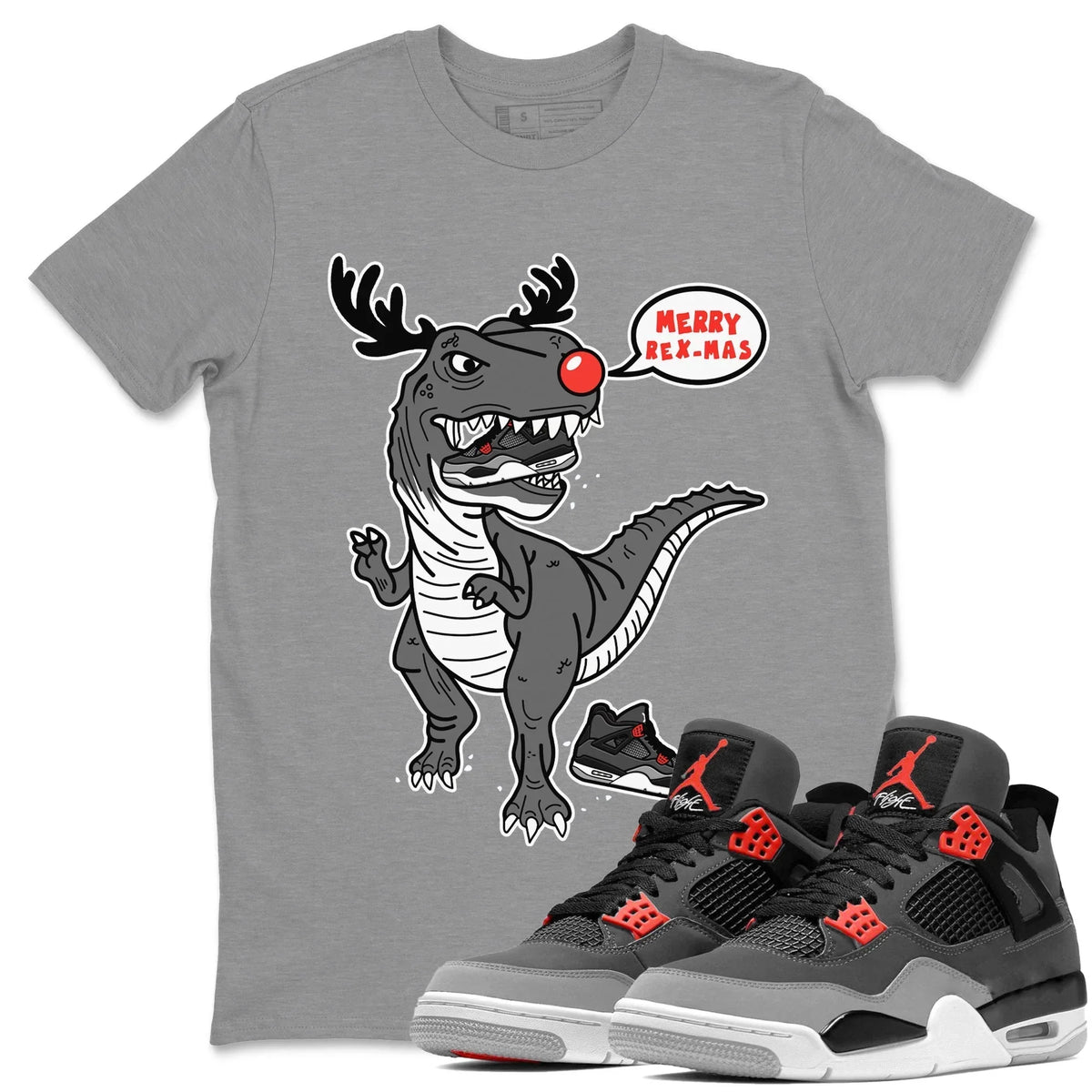 Jordan 4 Infrared Sneaker Matching T-Shirt Hungry Dino Sneaker Tees Jordan 4 Infrared Sneaker Release Tees Crew Neck Tees