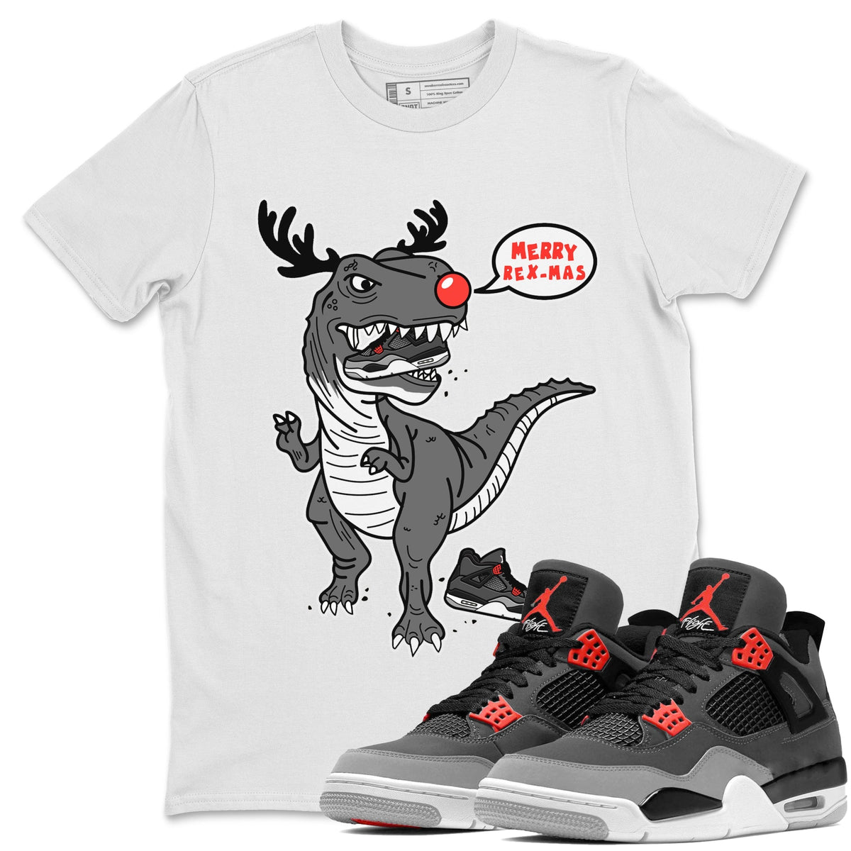 Jordan 4 Infrared Sneaker Matching T-Shirt Hungry Dino Sneaker Tees Jordan 4 Infrared Sneaker Release Tees Crew Neck Tees