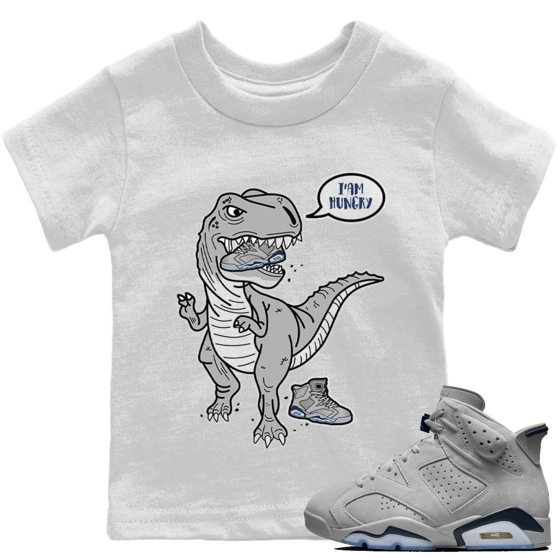 Jordan 6 Georgetown Sneaker Matching T-Shirt Hungry Dino Sneaker Tees Jordan 6 Georgetown Sneaker Release Tees Kids Shirts
