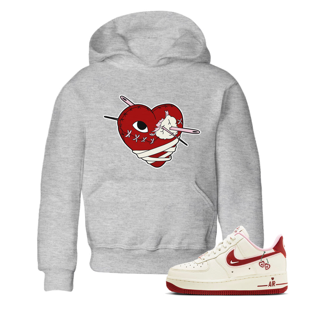 Air Force 1 Valentines Day Sneaker Match Tees Hurt Heart Sneaker Tees Air Force 1 Valentines Day Jordan to match sneaker T-Shirt Kids Shirts