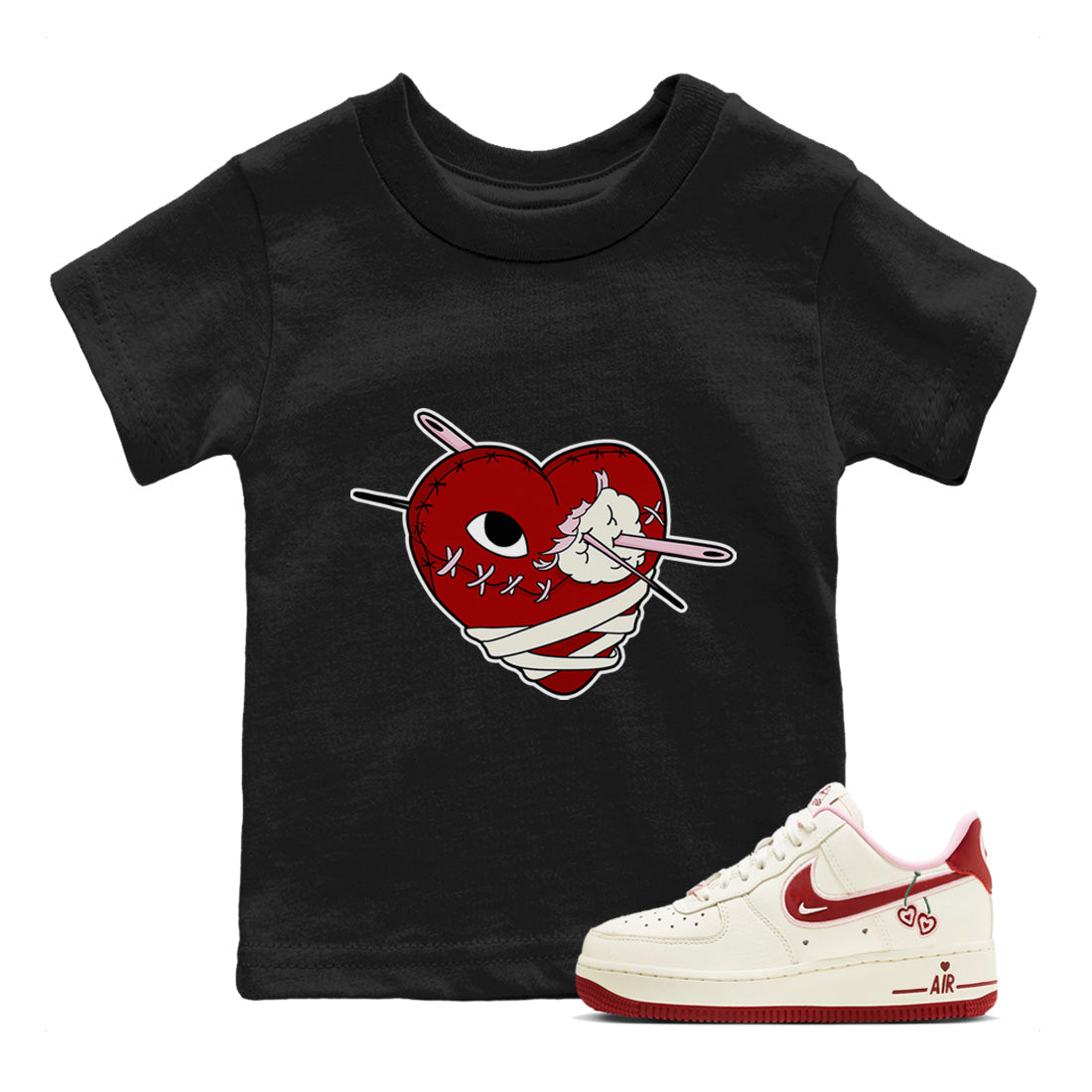 Air Force 1 Valentines Day Sneaker Match Tees Hurt Heart Sneaker Tees Air Force 1 Valentines Day Jordan to match sneaker T-Shirt Kids Shirts