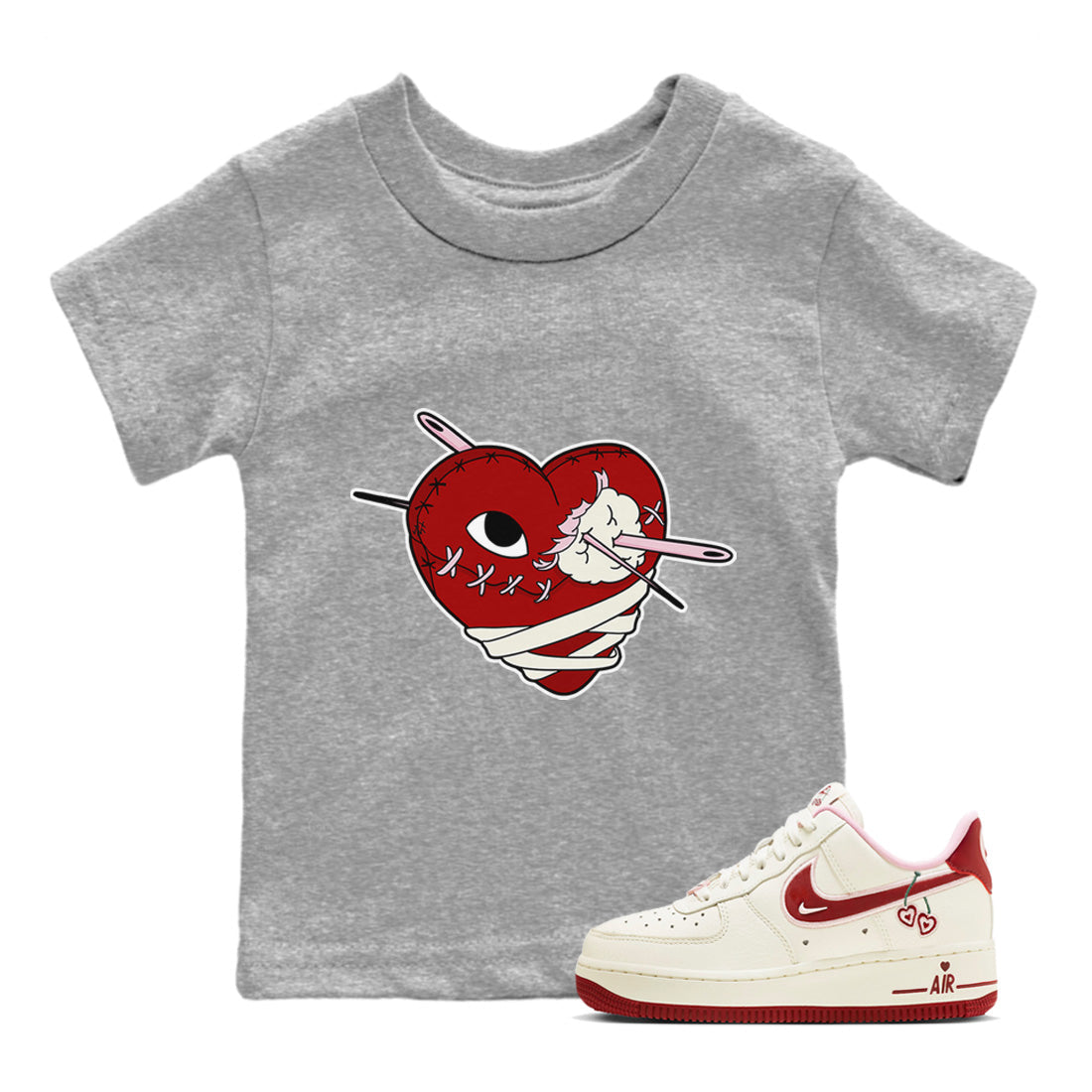 Air Force 1 Valentines Day Sneaker Match Tees Hurt Heart Sneaker Tees Air Force 1 Valentines Day Jordan to match sneaker T-Shirt Kids Shirts