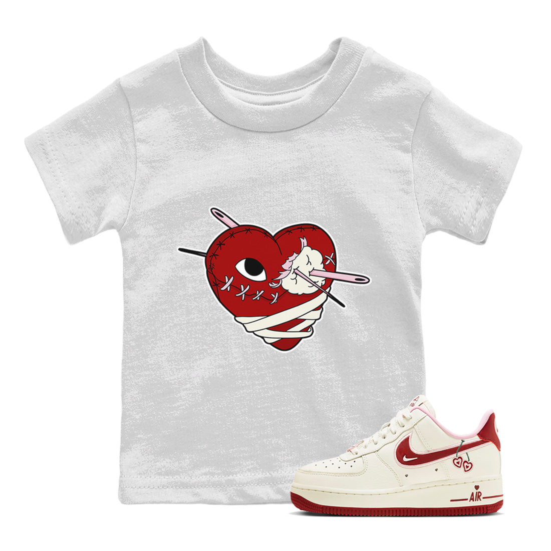 Air Force 1 Valentines Day Sneaker Match Tees Hurt Heart Sneaker Tees Air Force 1 Valentines Day Jordan to match sneaker T-Shirt Kids Shirts
