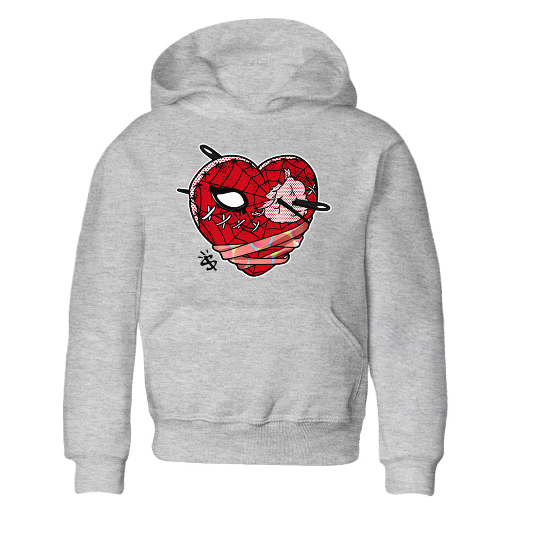 Air Jordan 1 Spider Man Sneaker Match Tees Hurt Heart Sneaker Release Tees Spider-Man: Across the Spider-Verse x Air Jordan 1 Sneaker Release Tees Kids Shirts Heather Grey 2